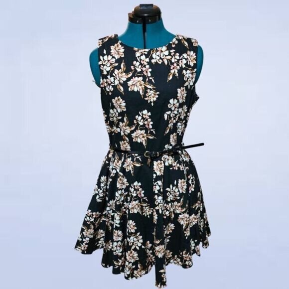 APRICOT Dresses & Skirts - Apricot Black Floral Dress with Belt - Size‎ 10